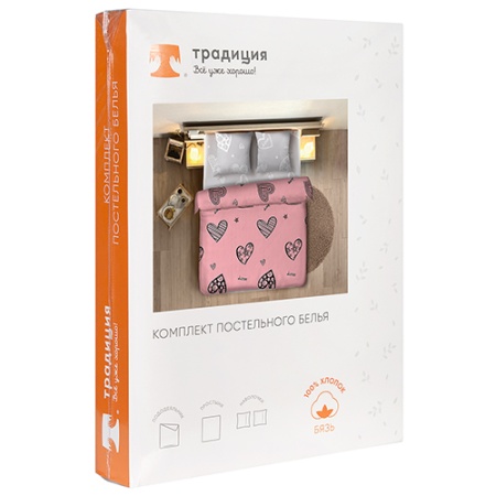 Комплект постельного белья 2 сп.с европр."Традиция" БЯЗЬ, 100%-хлопок (Сердцеедка ВБ)
