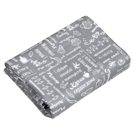 Скатерть рогожка 145х145  "Правила кухни"рогожка Серый ПК