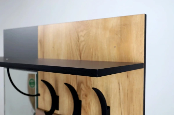 "ОЛЬГА-ЛОФТ 6" Вешало настенное с зеркалом (Дуб Крафт Золотой / Темно Серый)