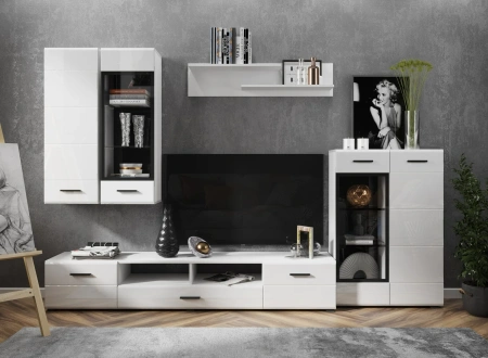 GLOSS тумба для ТВ-200 Белый/Белый глянец