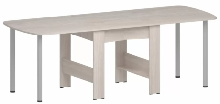 "ОРИГАМИ" Стол-книжка обеденный (КОМПЛЕКТ ИЗДЕЛИЯ) (Ясень Шимо Светлый / опора Графит)