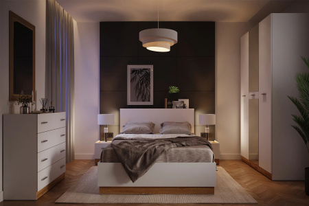 FRESCO шкаф 3-х дверный с зеркалом(N) Белый/Дуб Вотан