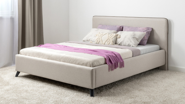 Миа 160 Кровать двойная НР (Bravo white (светло-бежевый), Лайт 10)  (комплект без подъемного механи)