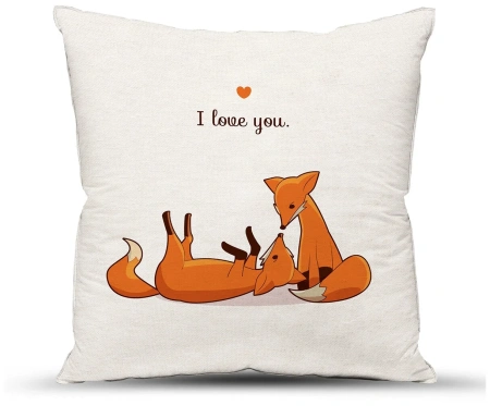 Подушка декоративная с фотопечатью 40х40 см, ткань смесовая (Лисички)