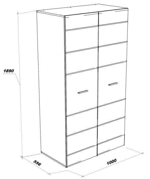 GLOSS шкаф 2-х дверный Белый/Белый глянец