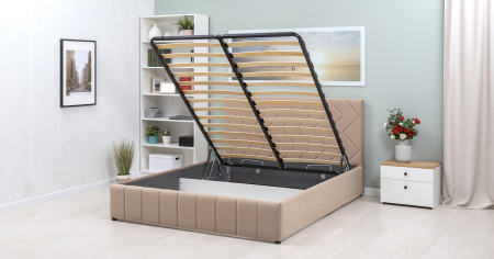 Милана 160 Кровать двойная НР (Tenerife latte (бежевый кофейный), (комплект)