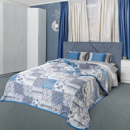 Покрывало Пэчворк 2сп (ГОЛУБОЙ)