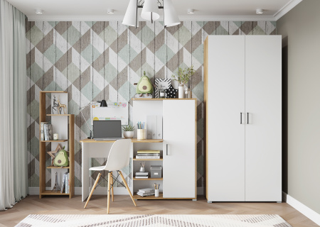 12АК03 Шкаф 900 Лайт (Крафт золото/белый) Wardrobe 900 Light (Craft gold White)