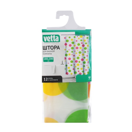 VETTA Шторка для ванной, ПЕВА, 180x200см, "Круги", 2 дизайна 461-324
