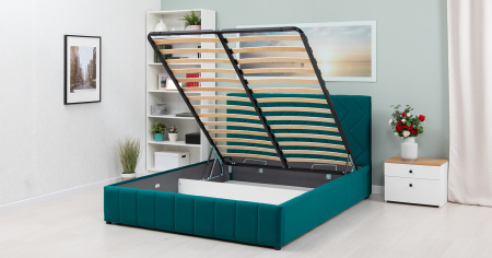 Милана 160 Кровать двойная НР (Tenerife izumrud (сине-зелёный) (комплект)