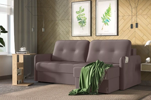 Диван-кровать угловой "SMART" 1 2Т-1Пф / 1Пф-2Т (Velutto 19)