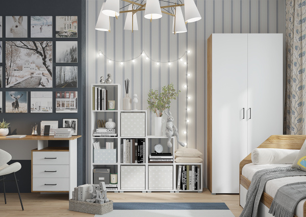 12АК03 Шкаф 900 Лайт (Крафт золото/белый) Wardrobe 900 Light (Craft gold White)