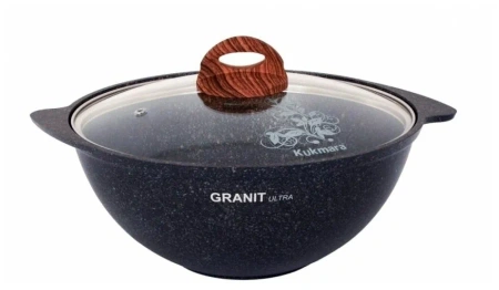 Казан для плова 3,5л со стекл. крышкой, АП линия "Granit ultra" (blue) кгг37а