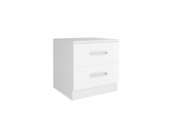 1.021 Комод с 2 ящиками с ручками  404х475х385 Белый глянец(белый, белый глянец, Лотос 128) БЕЛЫЙ ОТ